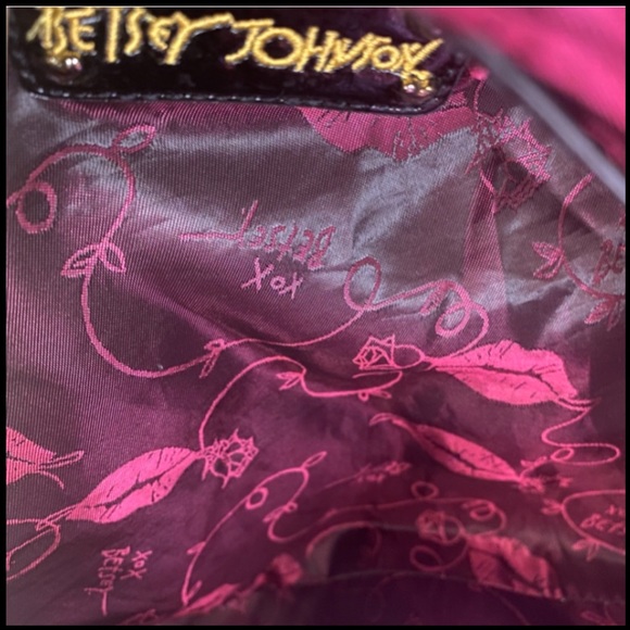 BETSEY JOHNSON LEOPARD PRINT BLACK PATENT LEATHER BAG - Picture 5 of 15